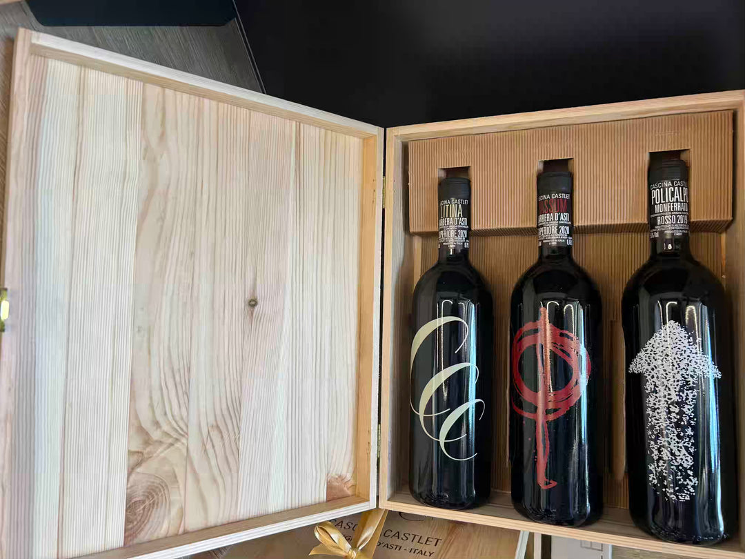 Cascina Castlet Barbera d'Asti Collection "1 Passum(20) 1 Litina(20) 1 Policalpo(19)" Wooden Box
