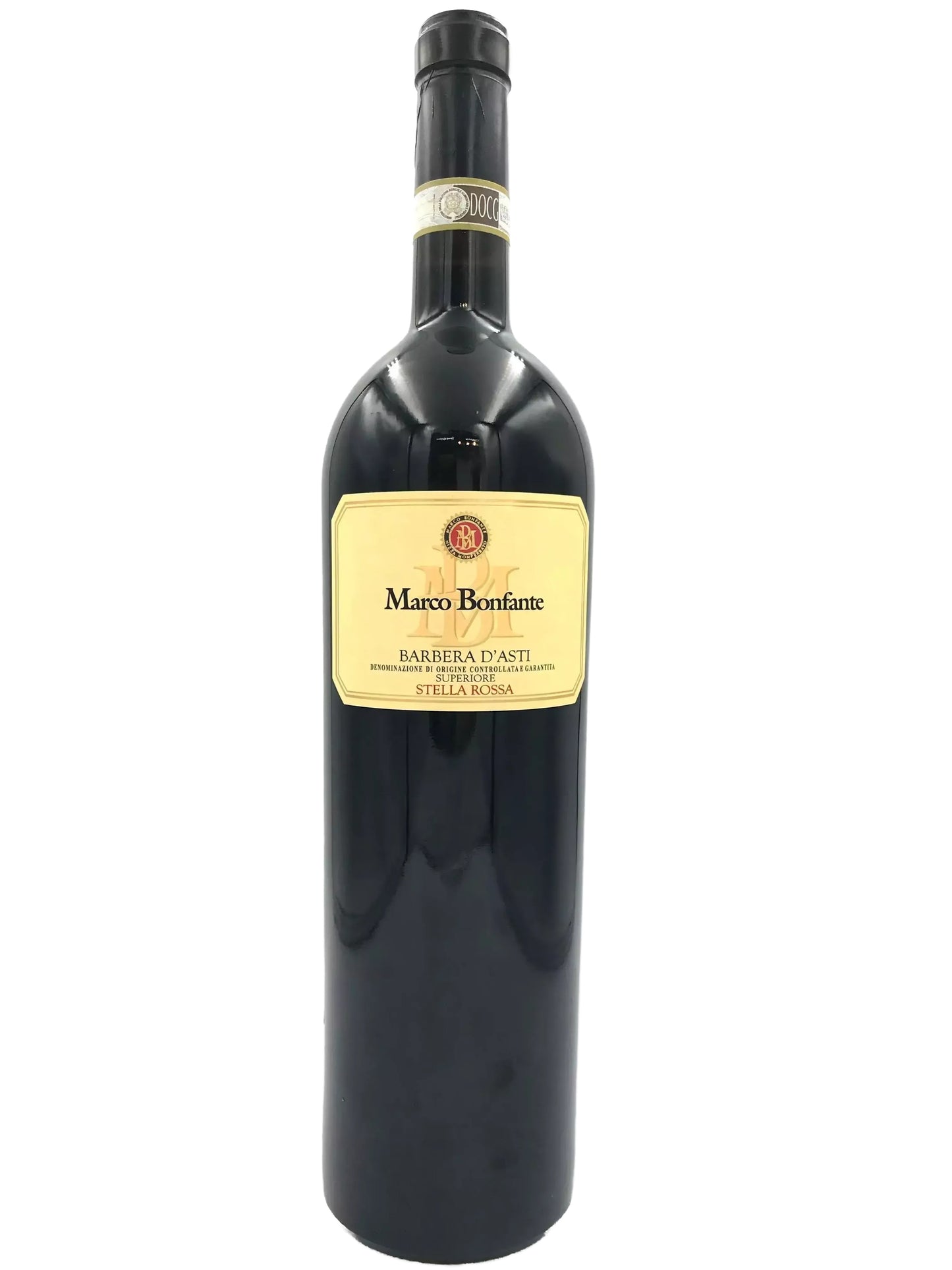 A bottle of red wine with a label that reads "Barbara diasti".