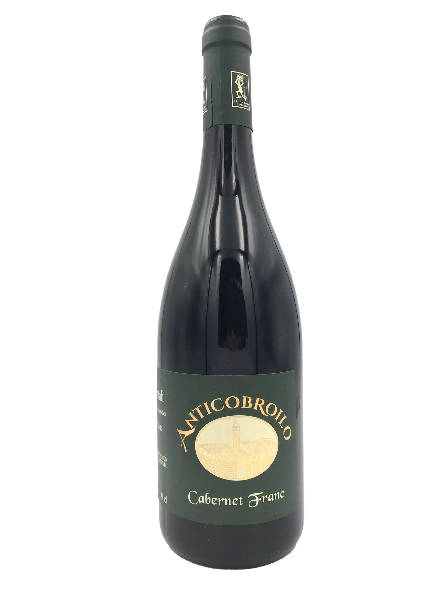 a bottle of wine with a label that includes the name of the wine and the type of wine, which is a Cabernet Franc.